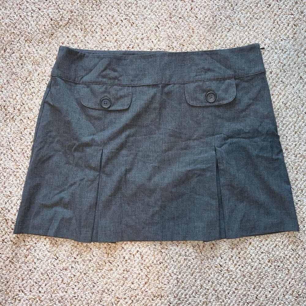 Y2K Low Rise Mini Skirt 14 Old Navy Gray Stretch 2000s Retro